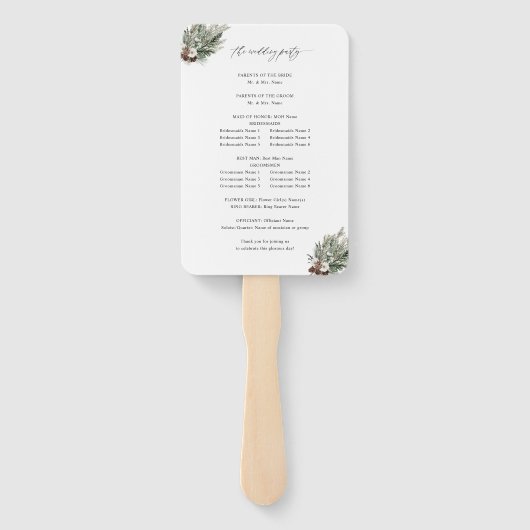 Éventail Programme de mariage Floral & Pine 2 d'hiver (Dos)