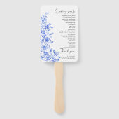 Éventail Programme de mariage floral Porcelaine Bleue (Dos)