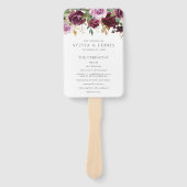 Éventail Programme de mariage floral pourpre Elegant Plum (Devant)