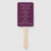 Éventail Programme de mariage floral pourpre Elegant Plum (Dos)
