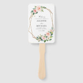 Éventail Programme de mariage floral rose blush géométrique (Devant)