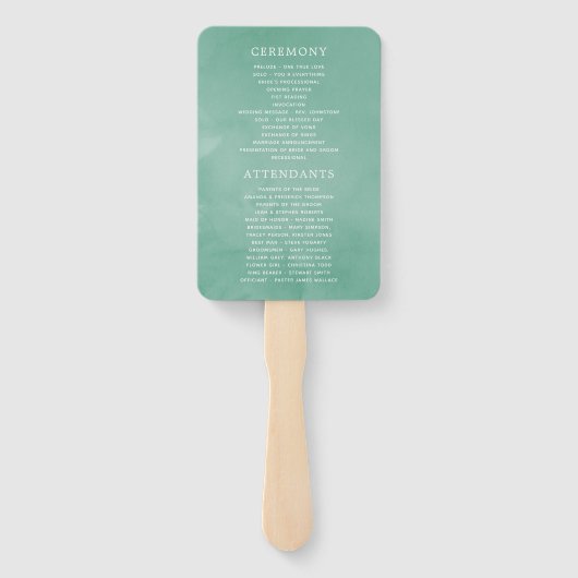 Éventail Programme de mariage floral rose et menthe (Dos)