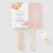 Éventail Programme de mariage floral rose et or (Devant et derrière)