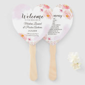 Éventail Programme de mariage floral rose et or tendance Ve (Devant et derrière)