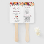 Éventail Programme de mariage floral rose marsala Ventilate (Devant et derrière)