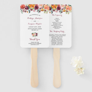 Éventail Programme de mariage floral rose marsala Ventilate