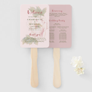 Éventail Programme de mariage floral rose rustique main
