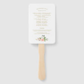 Éventail Programme de mariage floral roses blush or (Dos)