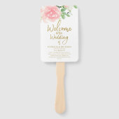 Éventail Programme de mariage floral roses blush or (Devant)