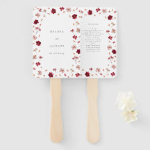 Programme de mariage floral Rouge, Rose et Crème p