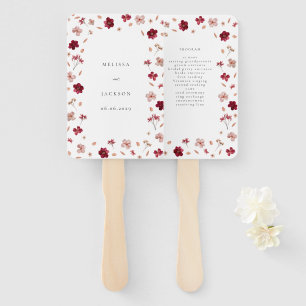 Éventail Programme de mariage floral Rouge, Rose et Crème p