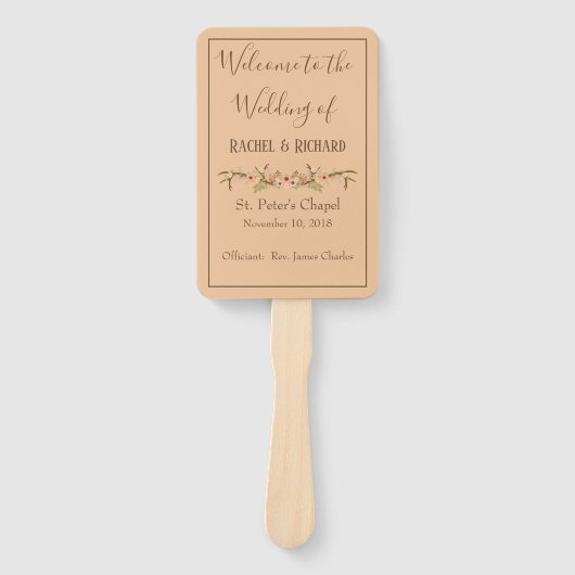 Éventail Programme de mariage floral rustique (Devant)