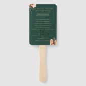Éventail Programme de mariage floral rustique émeraude et o (Dos)