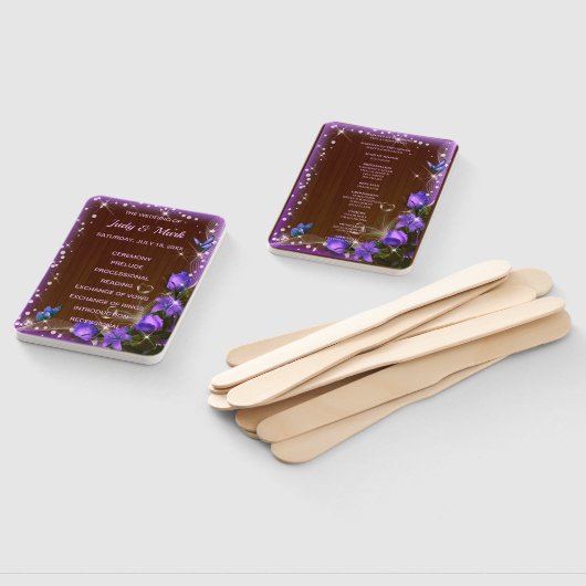 Éventail Programme de mariage floral rustique en bois foncé (Non-assemblé)