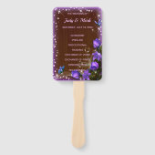 Éventail Programme de mariage floral rustique en bois foncé (Devant)