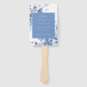 Éventail Programme de Mariage Floral Toile Bleue Français (Devant)