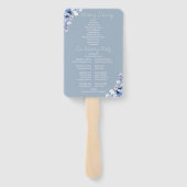Éventail Programme de mariage floral transparent bleu pouss (Dos)