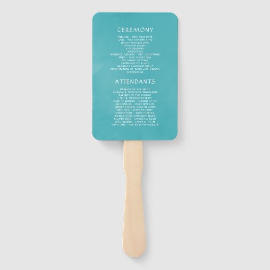 Éventail Programme de mariage floral turquoise, jaune et ro (Dos)