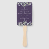 Éventail Programme de mariage floral verdure violet (Devant)