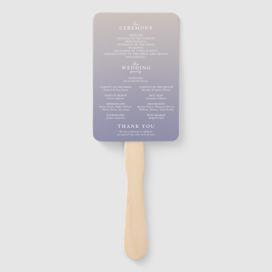 Éventail Programme de mariage floral violet dégradé (Dos)