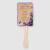 Éventail Programme de mariage floral violet en bois rustiqu (Devant)