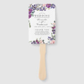 Éventail Programme de mariage floral violet et prune (Devant)