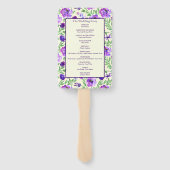 Éventail Programme de mariage floral violet et vert (Dos)