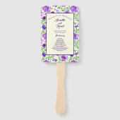 Éventail Programme de mariage floral violet et vert (Devant)
