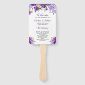Éventail Programme de mariage floral violet ultra violet (Devant)