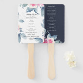 ÉVENTAIL PROGRAMME DE MARIAGE FLORALE DE COULEUR D'EAU BLEU (Devant et derrière)
