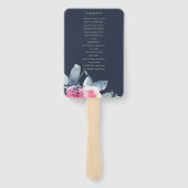 ÉVENTAIL PROGRAMME DE MARIAGE FLORALE DE COULEUR D'EAU BLEU (Dos)