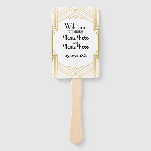 Éventail Programme de mariage Gatsby White Art Déco Ventila (Devant)