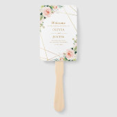 Éventail Programme de mariage géométrique à fleurs d'or et (Devant)