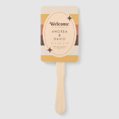 Éventail Programme de mariage géométrique à paillettes rétr (Devant)