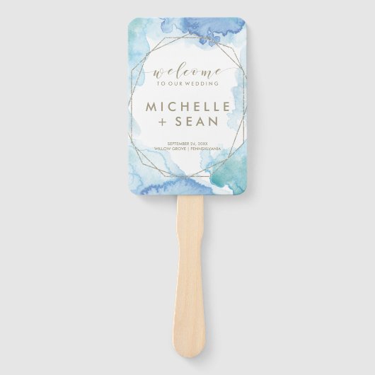 Éventail Programme de mariage géométrique aquarelle (Devant)