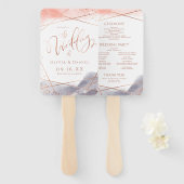 Éventail Programme de mariage géométrique de l'aquarelle ro (Devant et derrière)