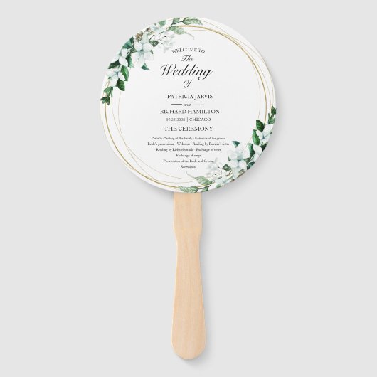Éventail Programme de mariage géométrique floral (Devant)