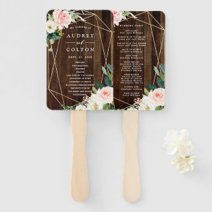 Éventail Programme de mariage géométrique Floral Rustique e