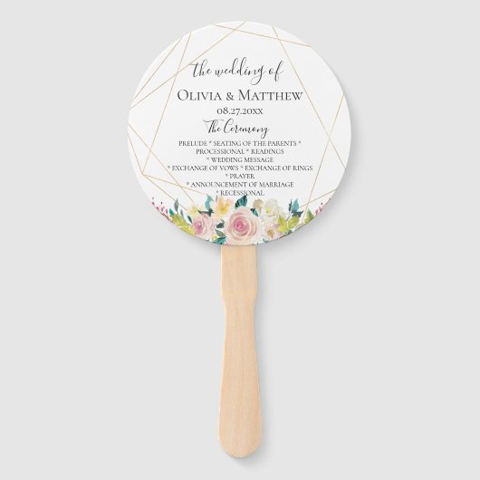 Éventail Programme de mariage géométrique florissant (Devant)