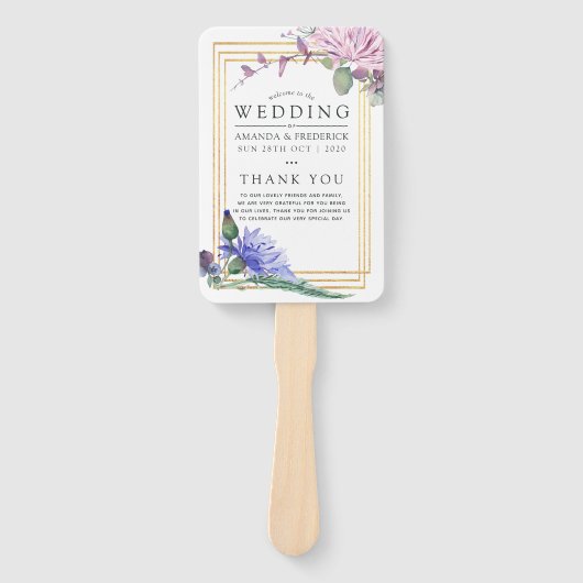 Éventail Programme de mariage géométrique flush et moulin (Devant)