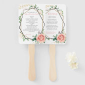 Éventail Programme de mariage géométrique rose or moderne (Devant et derrière)