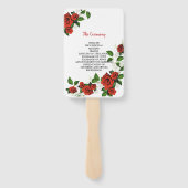 Éventail Programme de mariage géométrique rouge floral mode (Dos)