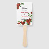 Éventail Programme de mariage géométrique rouge floral mode (Devant)