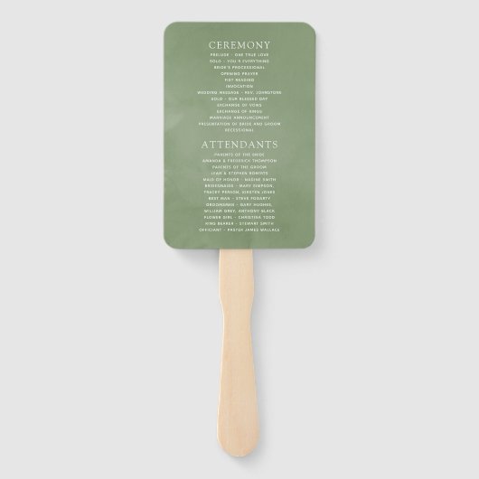 Éventail Programme de mariage géométrique vert (Dos)