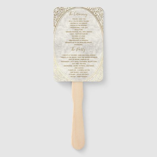 Éventail Programme de mariage Gold Art Déco (Dos)