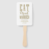 Éventail Programme de mariage Gold Eat Drink and Be Married (Devant)