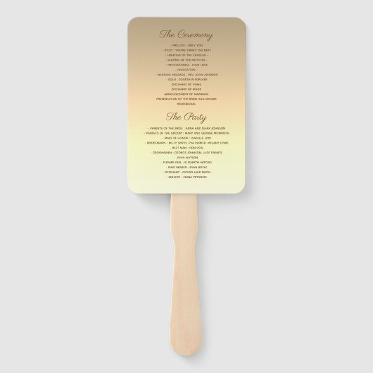 Éventail Programme de mariage Gold et Purple (Dos)