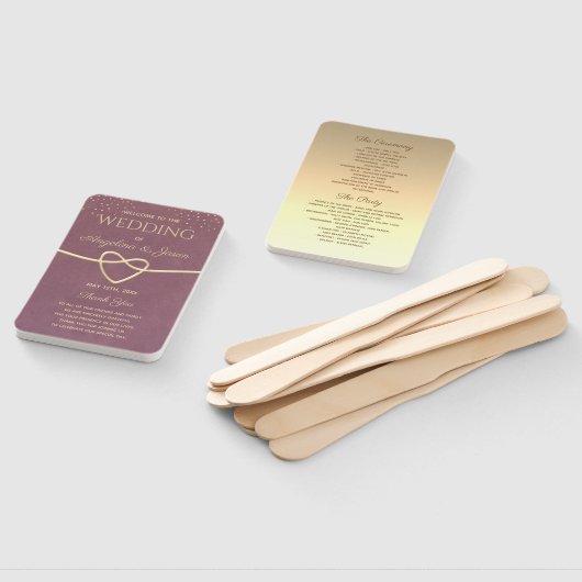 Éventail Programme de mariage Gold et Purple (Non-assemblé)