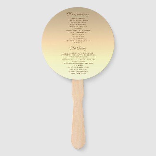 Éventail Programme de mariage Gold et Silver (Dos)