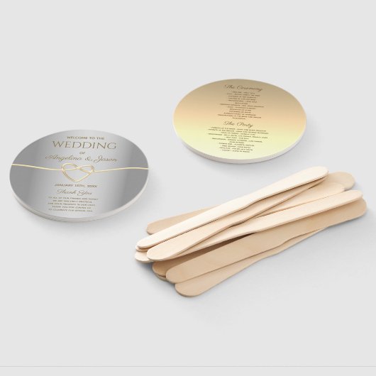 Éventail Programme de mariage Gold et Silver (Non-assemblé)